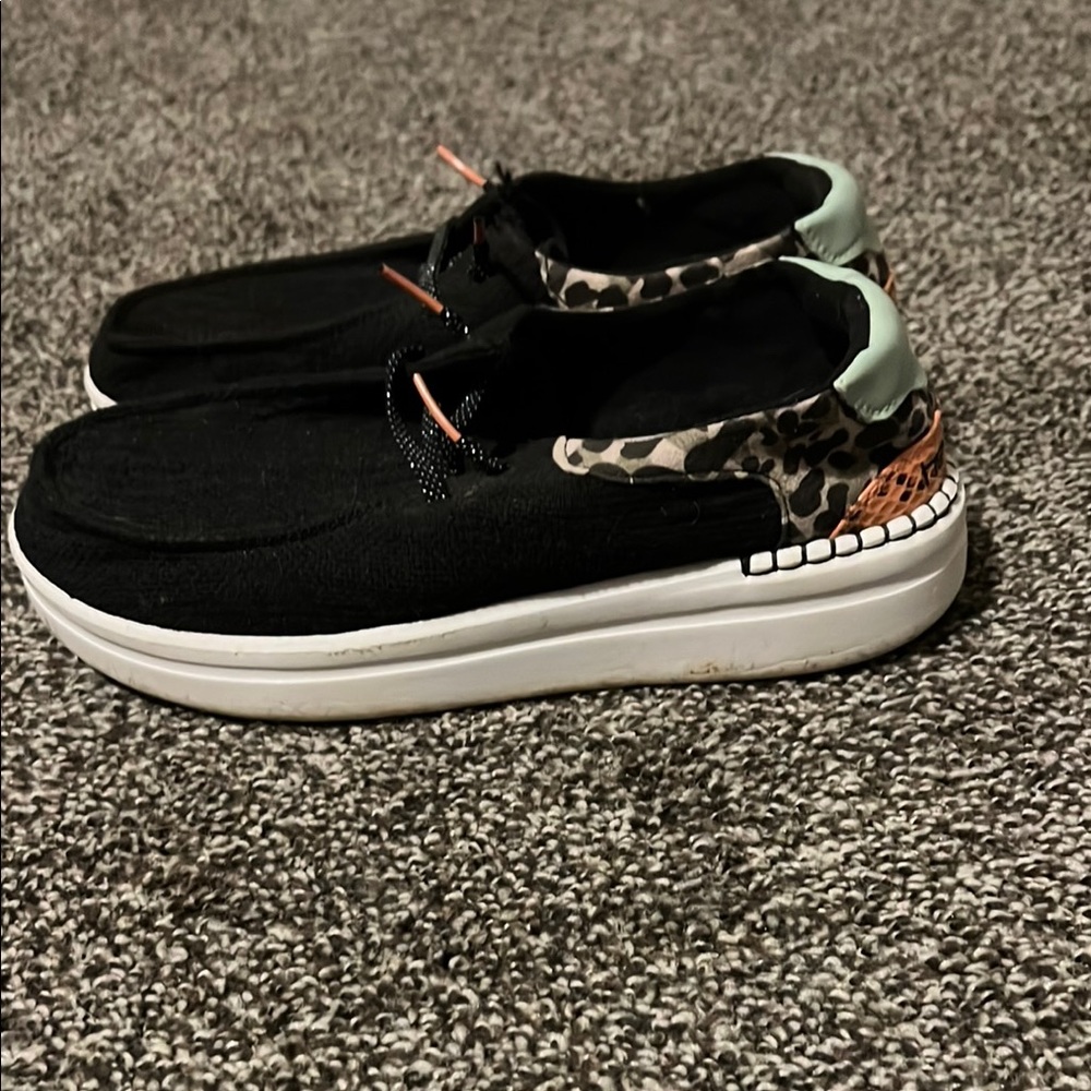 Black and Leopard Print Casual Shoes